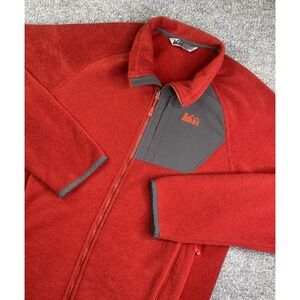 REI Jacket Men's XL Red Fleece Polartec Long Sleeve Full Zip Pockets Outdoors